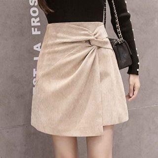 Twisted Corduroy Mini Pencil Skirt