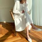 Lace-trim Pintuck Long Cotton Dress White - One Size