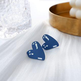 Heart Stud Earring 1 Pair - Silver Needle Earrings - One Size