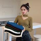 Half-high Collar Long-sleeved Knit Top