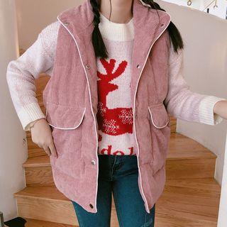 Corduroy Padded Snap Button Vest