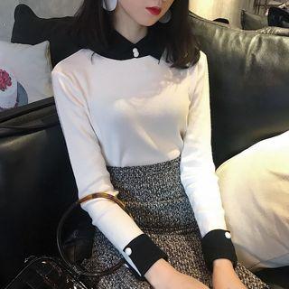 Contrast Collar Knit Top