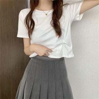 Round-neck Irregular Plain Top