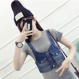 Denim Cropped Vest