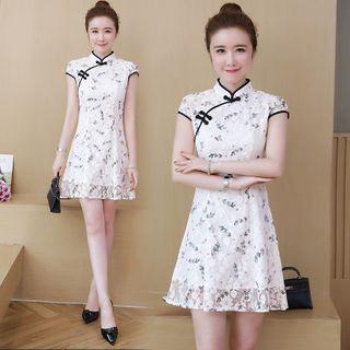 Short-sleeve Lace Mini A-line Qipao