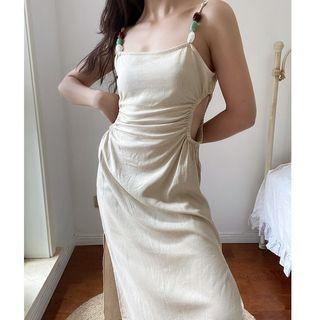 Spaghetti-strap Cut-out Slit Midi Dress