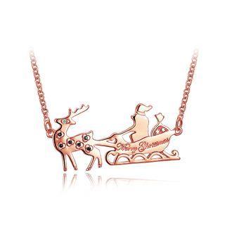 Plated Rose Gold Sled Car Necklace With Austrian Element Crystal Rose Gold - One Size