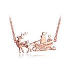Plated Rose Gold Sled Car Necklace With Austrian Element Crystal Rose Gold - One Size