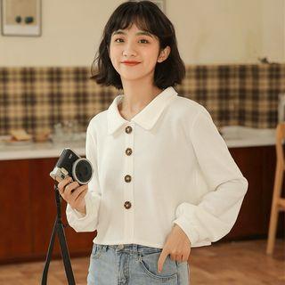 Cropped Collared Sweatshirt