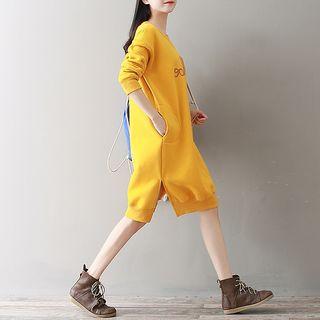 Fleece-lined Lettering Pullover Dress