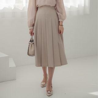 Pleated-front Midi Skirt