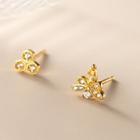 Bee & Beehive Rhinestone Asymmetrical Sterling Silver Earring 1 Pair - Gold - One Size