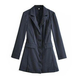 Striped Single-breasted Mini Blazer Dress