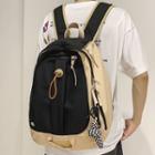 Set: Two-tone Applique Drawstring Backpack + Bag Charm