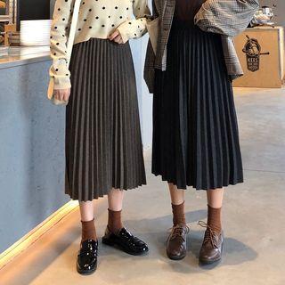Woolen Pleated Maxi Skirt