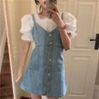 Puff Short-sleeve Top / Strappy A-line Dress