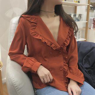 Frill-trim Double Breasted Shirt