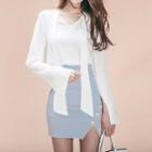 Bell-sleeve Tied Chiffon Blouse
