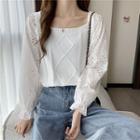Long-sleeve Eyelet Lace Knit Top