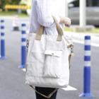 Pocketed Canvas Tote Bag Off-white - One Size