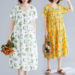 V-neck Print Medium Maxi Dress