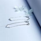 925 Sterling Silver Rhinestone Dangle Earring Stud Earring - Silver Stud - 1 Pair - Silver - One Size