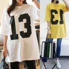 Number Elbow-sleeve T-shirt