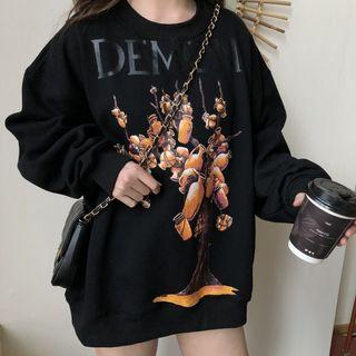 Tree Print Sweatshirt Black - One Size