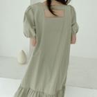 Cutaway-back Ruffle-hem Dress