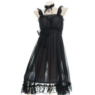Choker Ruffled Chiffon Night Dress