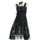 Choker Ruffled Chiffon Night Dress