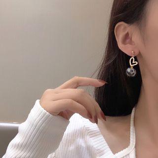 Heart Leopard Print Pom Pom Dangle Earring