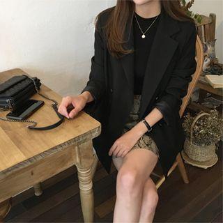 Double-breasted Flap-pocket Blazer Black - One Size