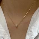 Rhinestone Alloy Pendant Necklace E467 - Necklace - One Size