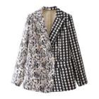 Two-tone Pattern Print Double-breasted Blazer