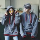 Couple Matching Lettering Color Block Pullover