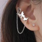 Alloy Butterfly Chained Earring 1 Pc - Alloy Butterfly Chained Earring - White Gold - One Size