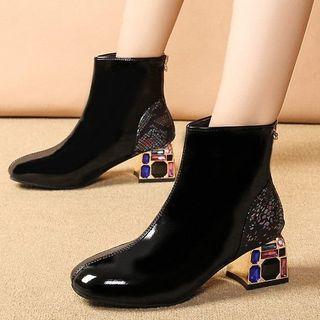 Embellished Block-heel Short Boots