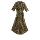 Short-sleeve Floral Print Tie-waist A-line Dress