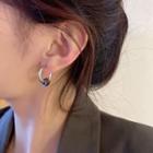 Cube Alloy Hoop Earring 1 Pair - Silver - One Size