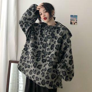 Half Zip Leopard Print Hoodie