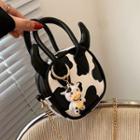 Top Handle Cow Print Chain Crossbody Bag