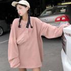 Set: Plain Long Sweatshirt + Waist Bag