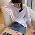 Long-sleeve 3d Flower Detail T-shirt