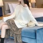 Plain Sweater / Strappy Leopard Dress