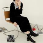 Lace Collar Midi Dress Black - One Size