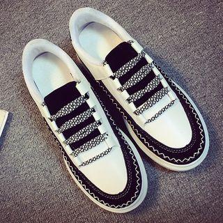 Color Panel Platform Lace Up Shoes