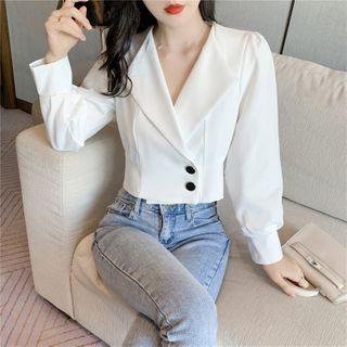 Notch Lapel Cropped Blazer