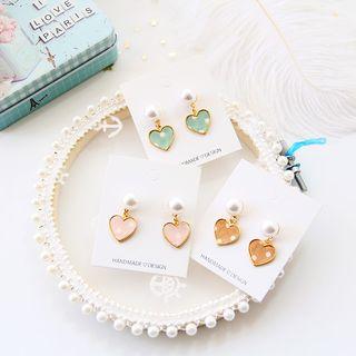 Heart Faux Pearl Dangle Earring
