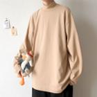 Long-sleeve Mock Neck Loose-fit T-shirt